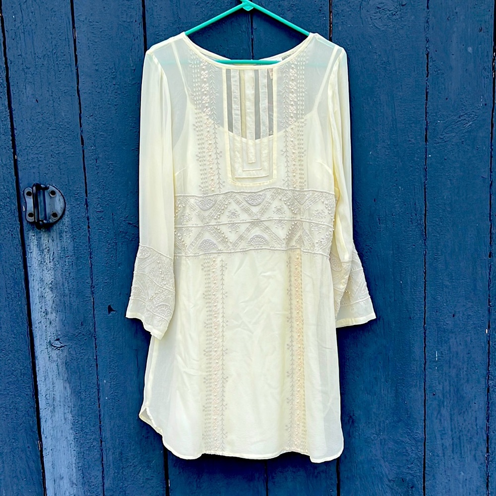 Sundance 100% silk embroidered with pearls dress